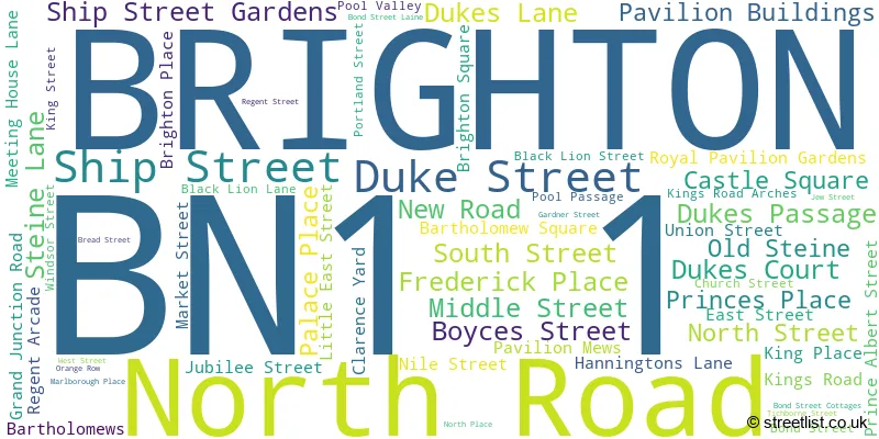 A word cloud for the BN1 1 postcode